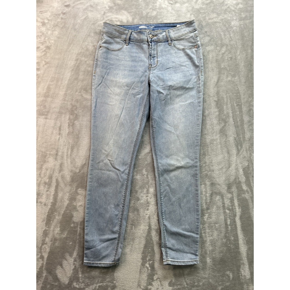 Old Navy Jeans Womens Sz 6 Light Blue Super Skinny Ankle Mid Rise Stretch Denim